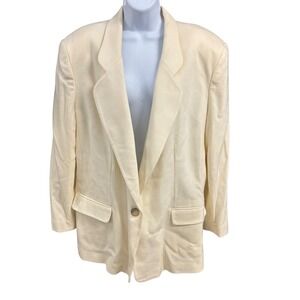 VTG August Max Woman Beige Blazer Womens 20 W Button Front‎ Career Jacket*
